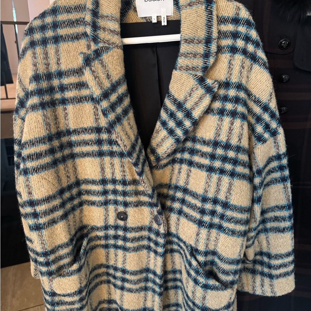 ba&sh Blue and Cream Plaid Blazer